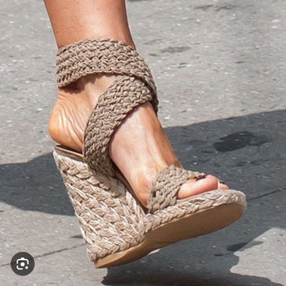 Stuart Weitzman Cream Braided Espadrille Wedge Sandals - Picture 6 of 6
